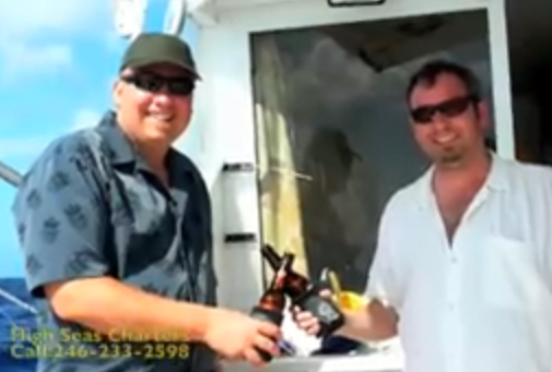 Blue Marlin on board High Seas in Bridgetown Barbados. This is charter fishing in Barbados.